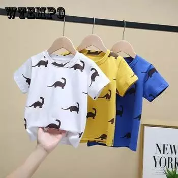 Детские футболки с короткими рукавами для мальчиков, верхняя одежда, футболки с принтом для маленьких мальчиков от 2 до 8 лет, детская одежда, детская хлопковая одежда 130 белый