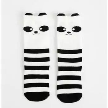 Детские гольфы до колена для девочек, милые носки из хлопка с принтом медведя и панды, гетры, осенняя одежда, носки до колена для мальчиков, модные носки для малышей