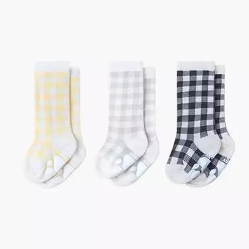 Детские гольфы в пастельную клетку Hobby Baby Club, комплект из 3 предметов, корейские детские товары