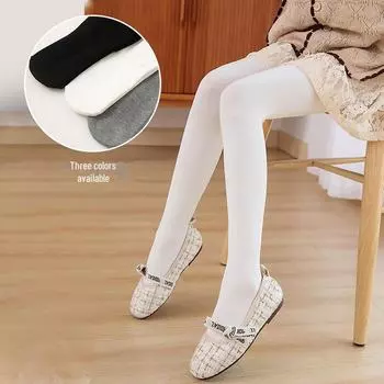 Детские хлопковые колготки для танцев — антипиллинговые, высокоэластичные, приятные для кожи, подходят для весны и осени Size L белый