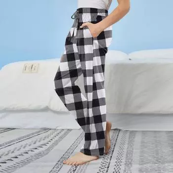 Детские хлопковые пижамные штаны с карманами 100 чёрный