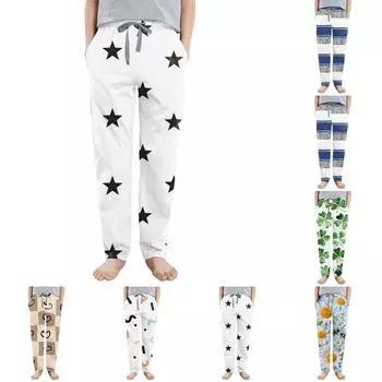 Детские хлопковые пижамные штаны с карманами 130 синий