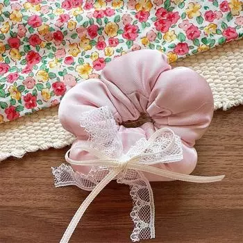Детские хлопковые резинки для волос с помпонами, тканевые резинки для волос с пятилепестковыми цветами в горошек, большие резинки для волос