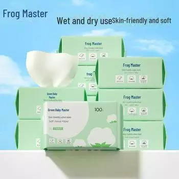 Детские хлопковые салфетки двойного назначения Frog Prince — мягкие, сухие и влажные для ухода за младенцами
