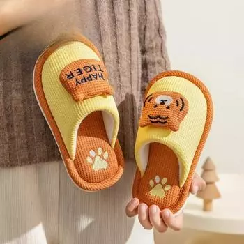 Детские хлопковые тапочки зимние для дома с плюшевой подошвой 24-25 розовый