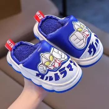 Детские хлопковые тапочки зимние для дома с плюшевой подошвой 24/25