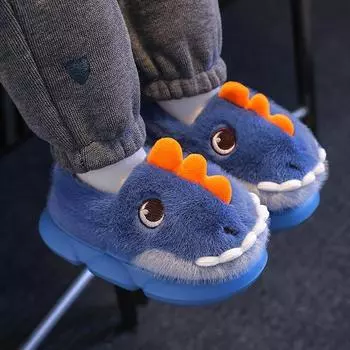 Детские хлопковые тапочки зимние для дома с плюшевой подошвой 22/23