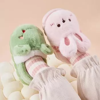 Детские хлопковые тапочки зимние для дома с плюшевой подошвой 25