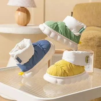 Детские хлопковые тапочки зимние для дома с плюшевой подошвой 24 розовый