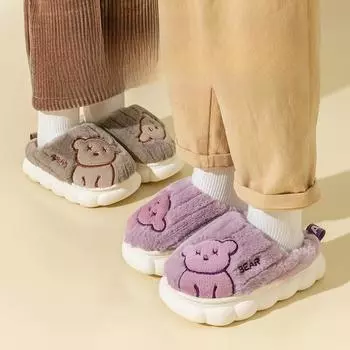 Детские хлопковые тапочки зимние для дома с плюшевой подошвой 36-37 фиолетовый