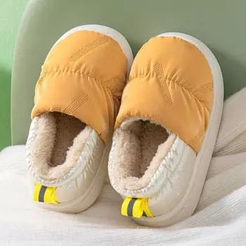 Детские хлопковые тапочки, зимняя сумка с водонепроницаемой нескользящей подошвой для маленьких и больших мальчиков и девочек, толстые мягкие подошвы, плюс теплая детская хлопковая обувь из кашемира 22-23