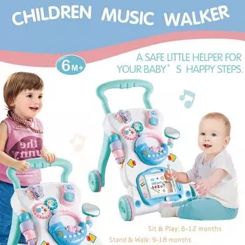Детские ходунки Многофункциональные ходунки для малышей, обучающие ходунки для сидения и стояния, игрушки разноцветный