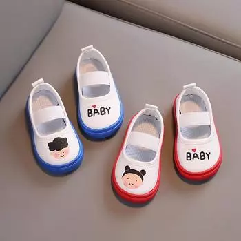 Детские холщовые бахилы, детская обувь с возможностью толкания одной ногой, версия для девочек-студенток, новый детский сад весной и осенью 20 синий