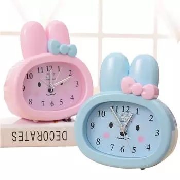 Детские игрушечные настольные часы с милым кроликом, цифровые настольные часы с заячьими ушками, будильник, студенческий подарок, детские часы розовый