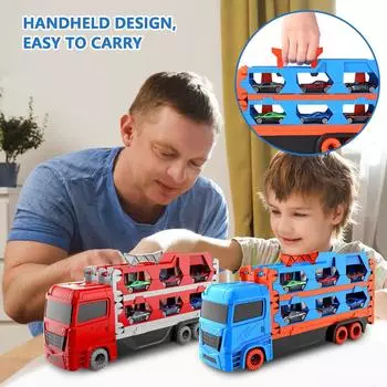 Детские игрушки, большой выталкиватель, гусеничный автомобиль, складной трансформер, большой грузовик, складной сплав, маленькая модель автомобиля для мальчиков 3,4,5,6 лет, игрушки для малышей One Size синий