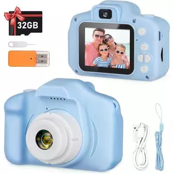 Детские игрушки для камер Мини HD цифровые видеокамеры для селфи Портативная наружная фотография Развивающая игрушка для детей Рождественские подарки синий