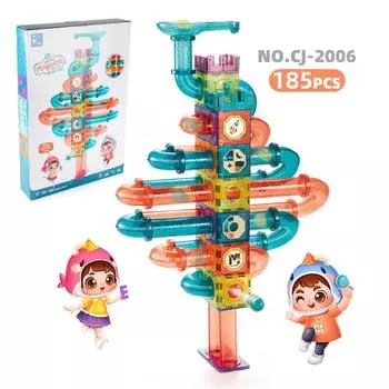 Детские игрушки для науки и образования, 185 шт., магнитные строительные блоки, сборка своими руками, набор для самостоятельной сборки магнитных пазлов с шариками 185pcs2100g