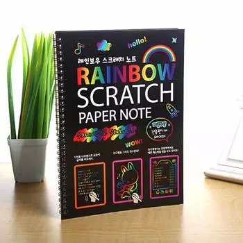 Детские игрушки для рисования, большая книга для рисования, 26x19 см, волшебная Радужная цветная бумага для царапин, детский блокнот для рисования, игрушка для рисования