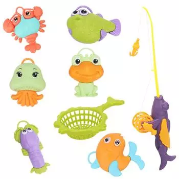 Детские игрушки для рыбалки Магнитный игровой набор для рыбалки Мультяшные вибрирующие светящиеся игрушки для рыбалки