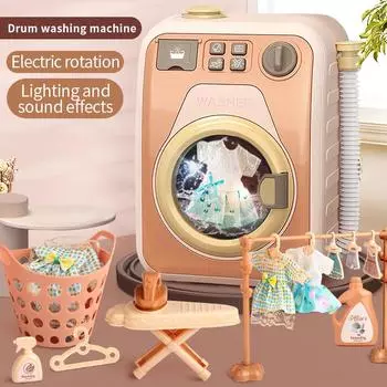 Детские игрушки для стиральной машины. Вращающаяся стиральная машина с возможностью добавления воды. Музыка с подсветкой. Подарок на день рождения для ребенка 3-12 лет.