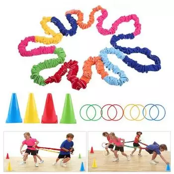 Детские игрушки для улицы Эластичный канат, метательное кольцо, игра для 2-4 игроков, эластичный канат, перетягивание каната, игрушка для подростков, взрослых, групповые занятия A