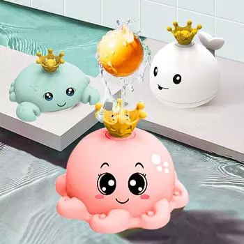 Детские игрушки для ванны с подсветкой, китовая вода, плавающий вращающийся бассейн, игрушки для младенцев, осьминог, разбрызгиватель воды, игрушка для бассейна с 4 струями воды