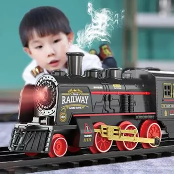 Детские игрушки Электрический ретро паровой большой поезд имитация брызг и огней модель поезда набор подарок для детей as picture