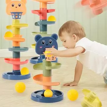 Детские игрушки, катящийся шарик, башня, ранняя развивающая игрушка для детей, вращающаяся дорожка, образовательный подарок для ребенка, складывающаяся игрушка для детей 2 layers