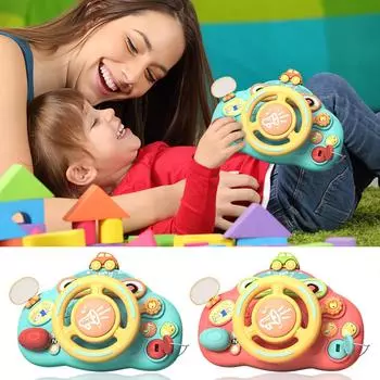 Детские игрушки на руле. Детские интерактивные обучающие игрушки, «Мое первое обучение вождению». Детские музыкальные игрушки, обеспечивающие свет и звук. мятный зеленый