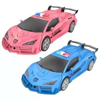 Детские игрушки, подарки, дистанционно управляемый робот-трансформер 2.4G Light Car One Click Transformation Car Human, подарок для мальчика One Size синий