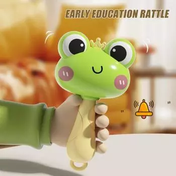 Детские игрушки-погремушки Встроенный шар-качалка Сладкий звук Песок Тренировочные привычки Мультяшный молоток изготовления Тонкая износостойкая чистка Frog