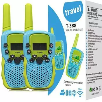 Детские игрушки-рации с возможностью персонализации и возможностью реального разговора и печати логотипа pair синий/зелёный