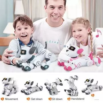 Детские игрушки с дистанционным управлением, программируемые умные танцующие собаки, трюковые интеллектуальные роботы C6T2 pink-one-size
