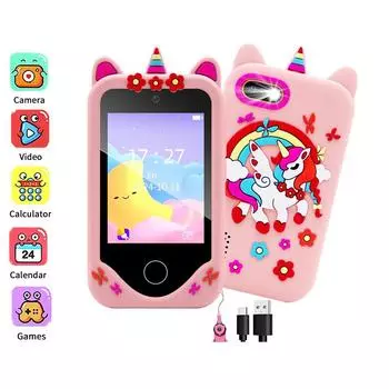 Детские игрушки, телефон, детский смартфон с двойной камерой, игры, музыкальный плеер, игрушки для девочек, рождественские подарки на день рождения для детей от 3 до 12 лет. фиолетовый