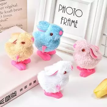 Детские игрушки Заводная игрушка-кролик Рождественский подарок Плюшевый кролик Детский подарок Заводная игрушка Случайный цвет Милая ручная работа