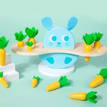 Детские игры для детей раннего возраста, развивающие равновесие, строительные блоки, деревянная игрушка-морковка для детей 2–3 лет Baby Pulling Radishes Ear