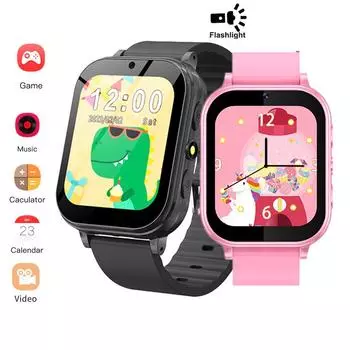 Детские игры, умные часы, камера, музыка, фонарик, шагомер, отслеживание привычек, детские умные часы для мальчиков и девочек, подарки синий