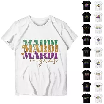 Детские карнавальные топы, свободные футболки с короткими рукавами и круглым вырезом для мальчиков и девочек, топы 110