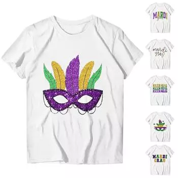 Детские карнавальные топы, свободные футболки с короткими рукавами и круглым вырезом для мальчиков и девочек, топы 110