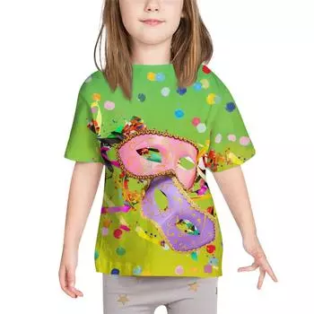 Детские карнавальные топы, свободные футболки с короткими рукавами и круглым вырезом для мальчиков и девочек, топы 110