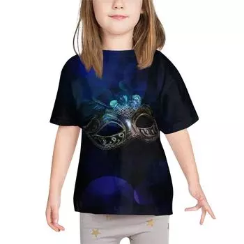 Детские карнавальные топы, свободные футболки с короткими рукавами и круглым вырезом для мальчиков и девочек, топы 170 темно-фиолетового