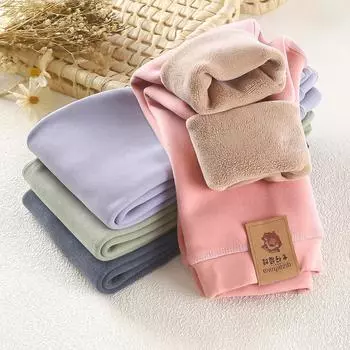 Детские кашемировые штаны для мальчиков и девочек, осенние и зимние термоштаны, большие детские толстые кашемировые кальсоны, леггинсы 90 зелёный