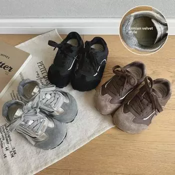 Детские кеды из хлопкового бархата – теплая спортивная обувь на осень/зиму для мальчиков и девочек, стильный дизайн в немецком стиле для маленьких и средних детей. Size 25 - Inner Length 15.5cm