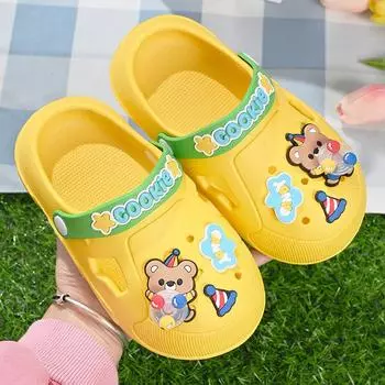 Детские классные тапочки для мальчиков, летние домашние, симпатичные, нескользящие, для девочек, детские дырочки, летняя, на толстой подошве, верхняя одежда Inner length 16cm (24-25 yards)