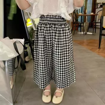 Детские клетчатые брюки с защитой от комаров, повседневные брюки с эластичной резинкой на талии 11