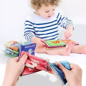 Детские книги из мягкой ткани, звуковая бумага, тихие книги, раннее обучение, тканевые книги Монтессори, игрушки для новорожденных 0-3 лет Food разноцветный