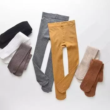 Детские колготки, чулки, вязаные колготки для маленьких девочек, осенне-зимняя одежда, хлопковые теплые колготки, колготки для девочек XL коричневый