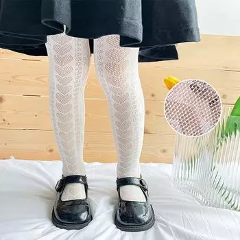 Детские колготки для девочек Ins, однотонные однотонные колготки с сердечком и пшеничным узором для маленьких девочек, весенне-летние тонкие сетчатые колготки для малышей S