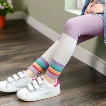 Детские колготки, леггинсы в радужную полоску для девочек S