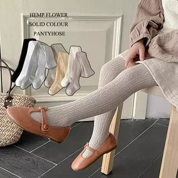 Детские колготки Maisui Fried Dough Twists Smooth Board 2024 Весна Новые детские носки из хлопка для девочек Однотонные XSCan Open-split/70-80CM чёрный